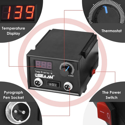 Aomdom Pyrography Maschine 60W Holzverbrennung Maschine Kit 0-850℃ Einstellbare Temperaturregelung B