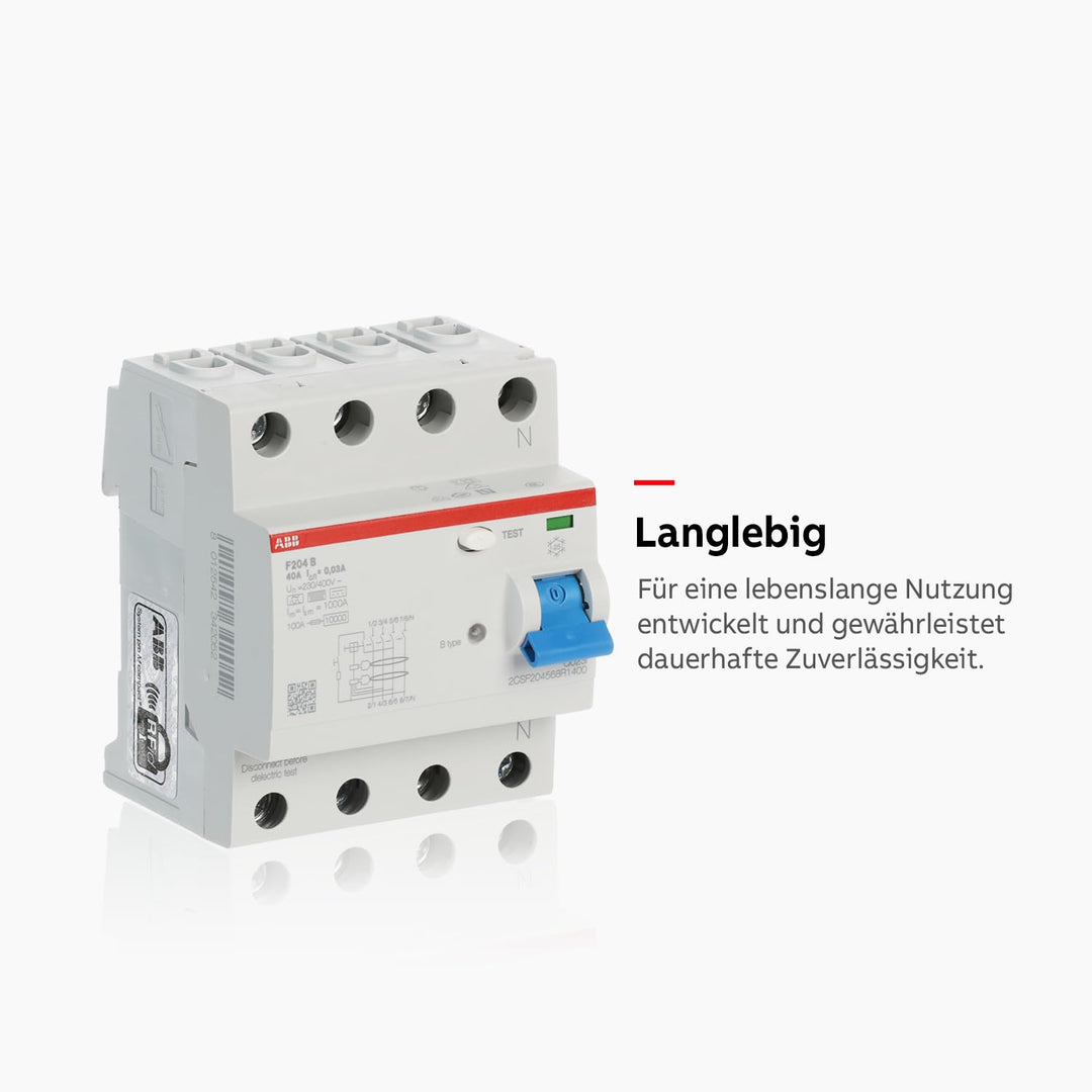 ABB 2CSF204592R1400 Type B 4P FI Kurzzeitverz Leistungsschalter, 40A, 8.4cm x 8.6cm x 10.0cm