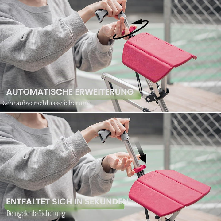 STEP2GOLD TA-Da Chair - Gehstock mit Sitz, ultraleichter Aluminiumrahmen &amp; robuster Klapphocker (bis