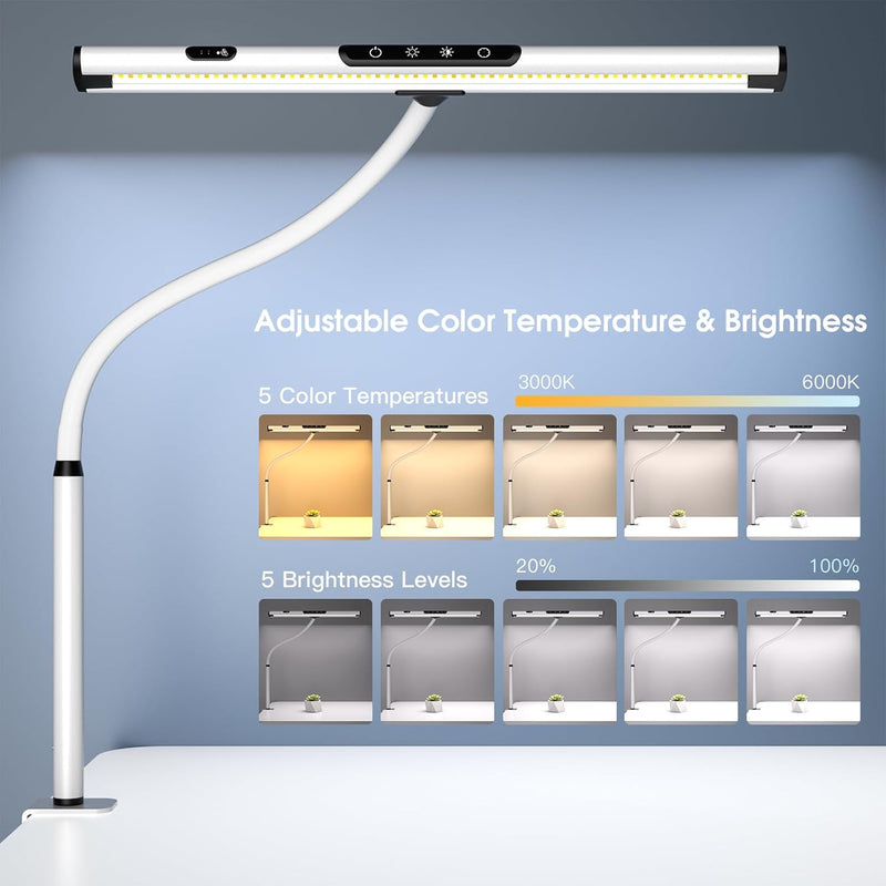 EYOCEAN LED Schreibtischlampe, Schwenkarm Verstellbarer Schwanenhals Klemmleuchte, Berührungssteueru