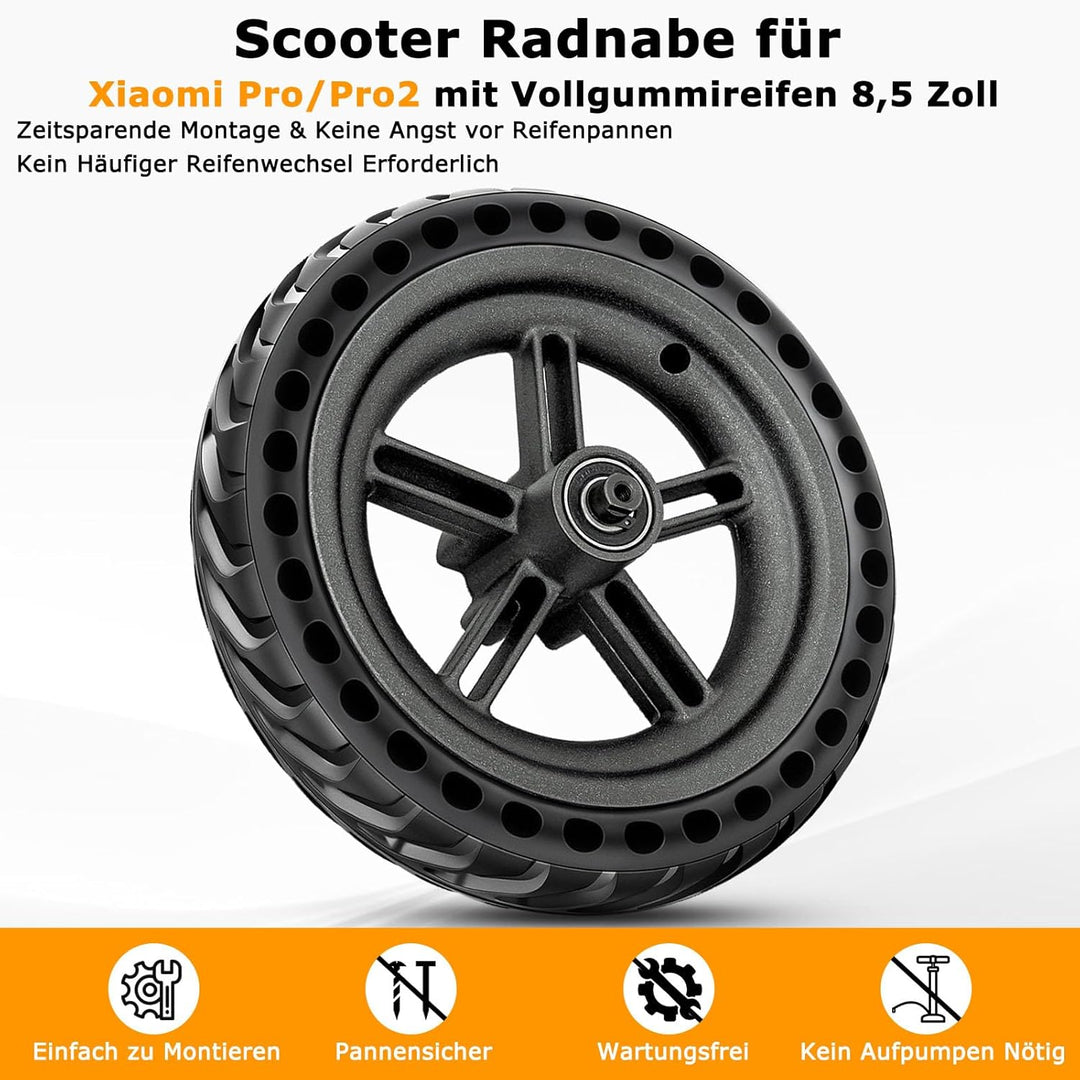 8,5 Zoll E Scooter Hinterrad Komplettrad mit Vollreifen & Felge für Xiaomi Pro/Pro 2 Hinterrad Kompl