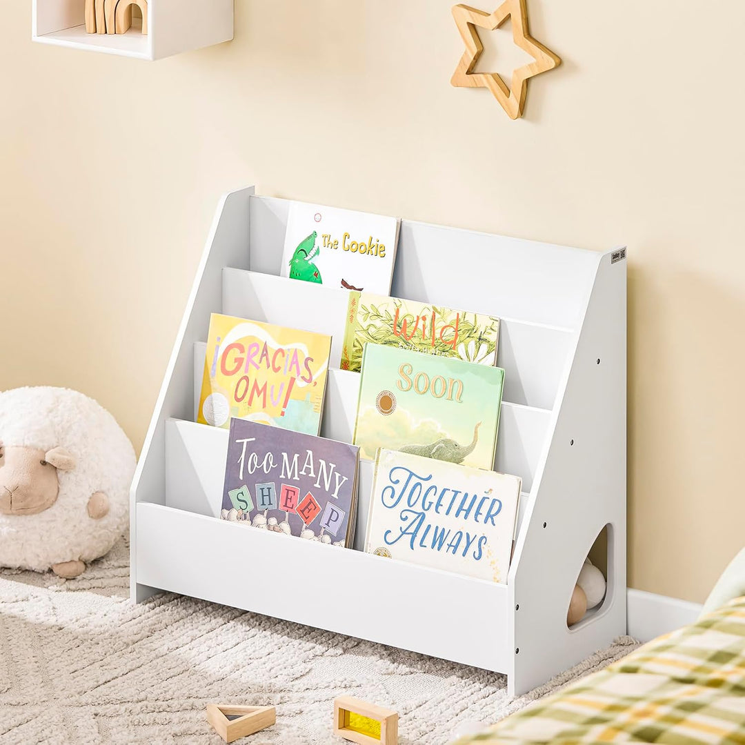 SoBuy Bücherregal Kinder Montessori Kinderregal mit 4 offenen Fächer 1 Ablagefächern Regal Kinderzim