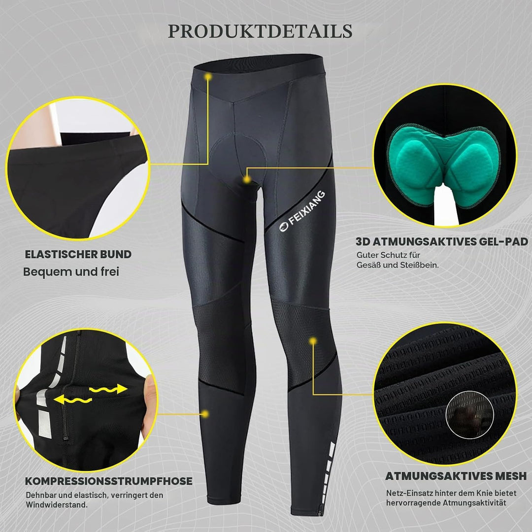 MEETWEE Herren Radlerhose Lange Fahrradhose, Kompression Radhose Leggings Radsport Hose für Männer E