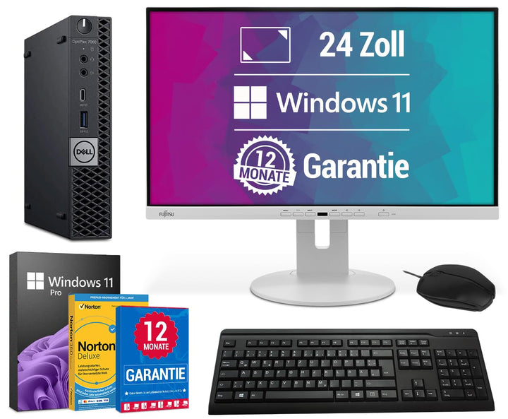 All-in-One Paket - 24-Zoll Full HD TFT, Core i5 Computer mit Monitor, Intel Core i5 8500T Hexa Core,