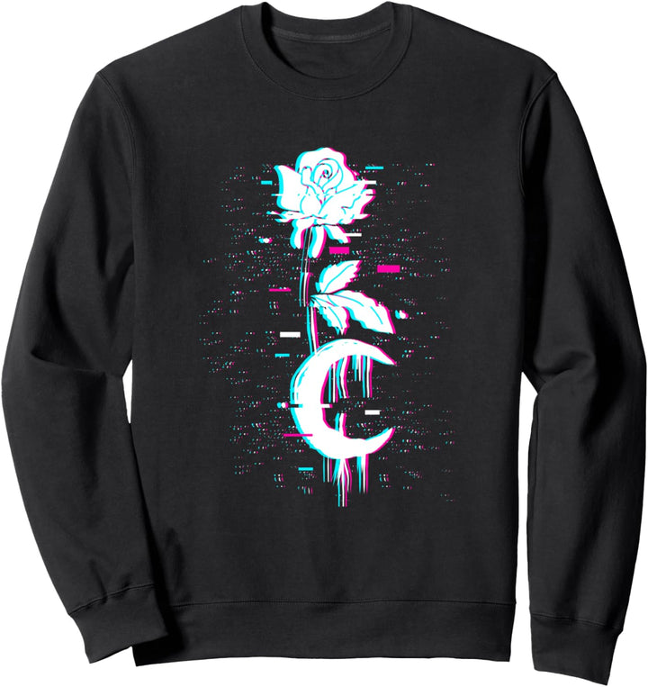 Moon Rose Aesthetic Vaporwave Witchcraft Wicca Satan Sweatshirt