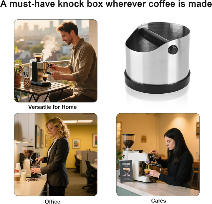 QUELIEN Heavy-Duty Espresso Knock Box - Extra-Large Capacity & Scratch-Resistant Design for Daily Us