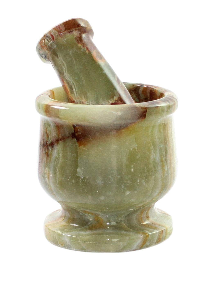 Budawi® Mörser aus Onyx-Marmor mit Stössel | massiver Gewürzmörser | Naturstein Küchenhelfer | polie