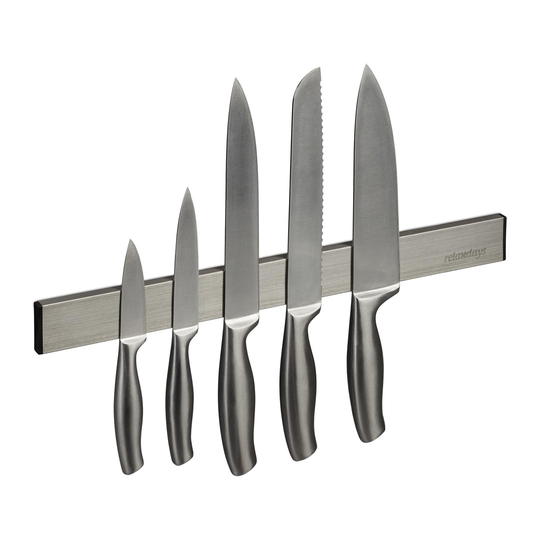 Relaxdays Magnetleiste Edelstahl, selbstklebend, 40 cm lang, Wand Magnetschiene für Messer & Werkzeu