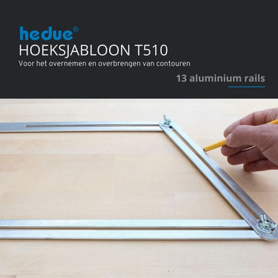 hedue® Winkelschablone T510 - Treppenlehre mit 13 Aluschienen , Treppenwinkelschablone , Treppenscha