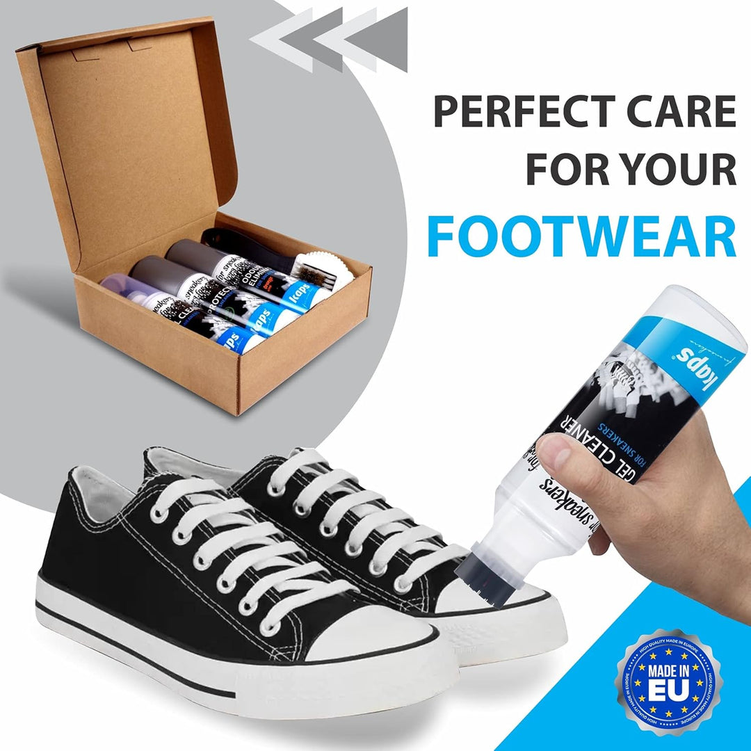 Kaps 4 Sneakers Schuhpflege Reinigungsset, Gel Sneaker Reiniger, wasserabweisendes Schuhschutz Spray
