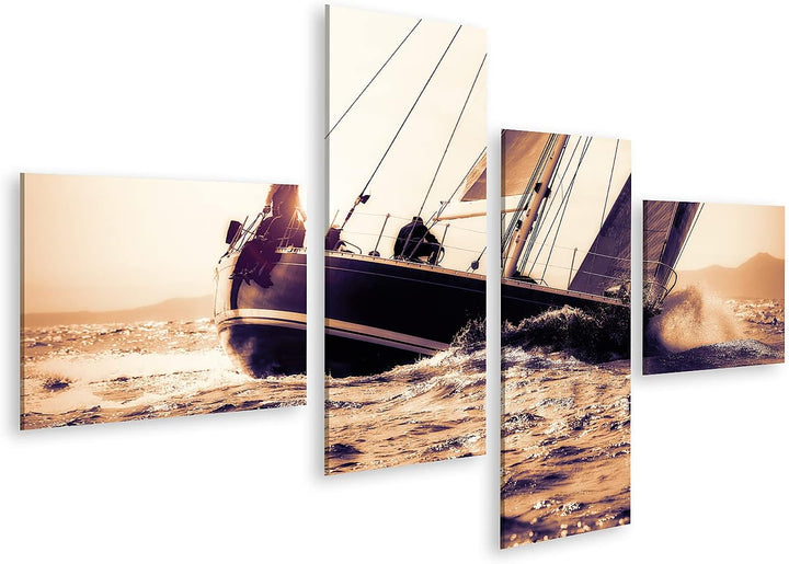 islandburner Bild auf Leinwand Segelboot Segeln Auf Sonnenuntergang Wandbild Poster Kunstdruck Bilde