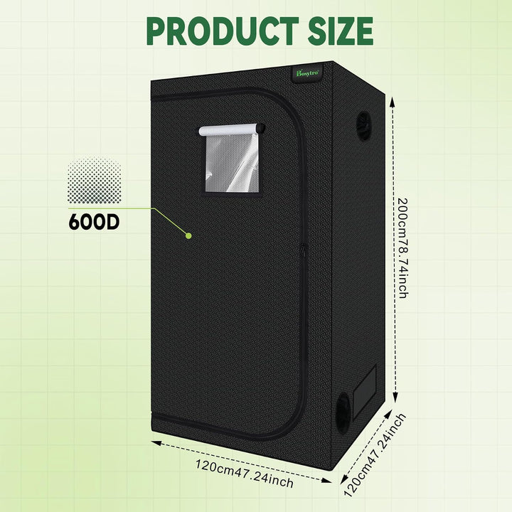 Grow Zelt, Grow Tent 100x100x200CM, Growschrank für Hydrokulturen, Abnehmbaren Boden Tablett, Hochre