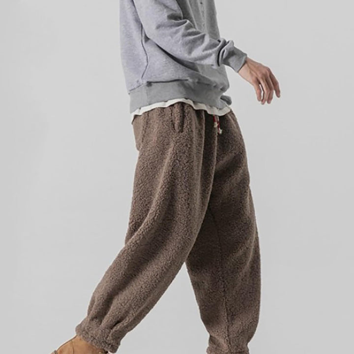 Generisch Teddy Fleece Hose Herren, Plüschhose Herren Sport, Jogginghose Mit Tunnelzug Fleecehose Mi