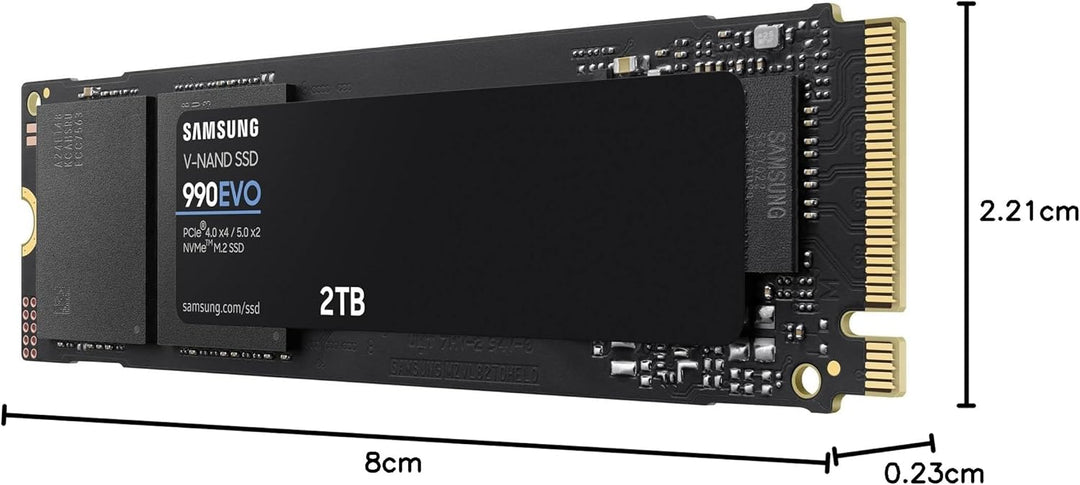 Samsung 990 EVO NVMe M.2 SSD 2 TB, PCIe 4.0 x4 / PCIe 5.0 x2, NVMe 2.0 (2280), 5.000 MB/s Lesen, 3.2