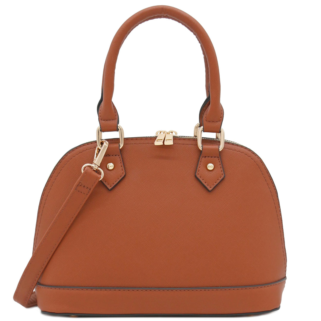 Saffiano Classic Dome Satchel mit Reissverschluss Hautfarben, Hautfarben