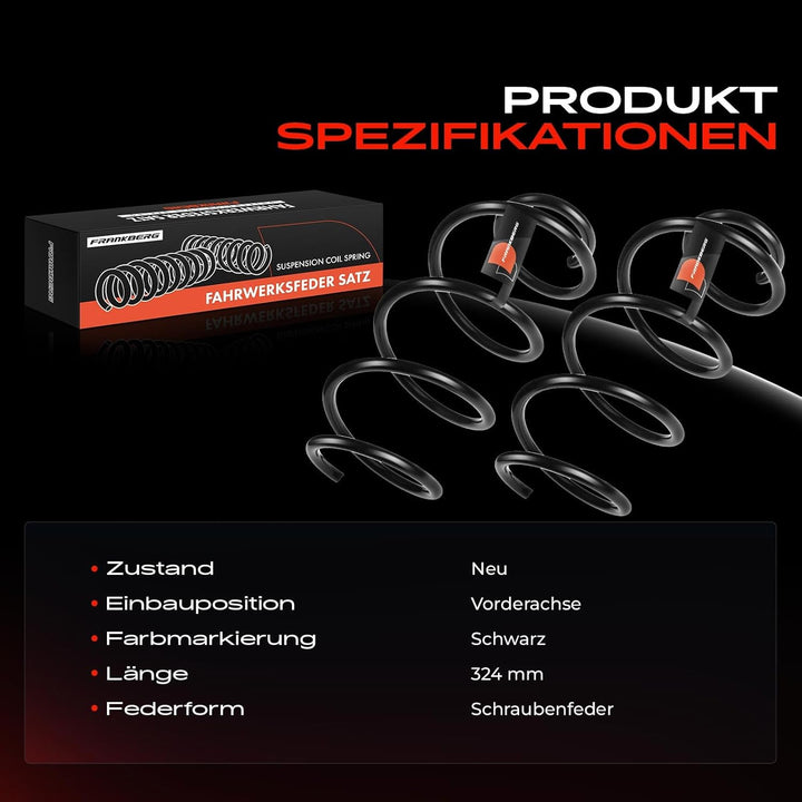 2x Federn Fahrwerksfeder Vorne Kompatibel mit A1 8X1 8XK 1.0L 1.2L 2010-2018 A1 Sportback 8XA 8XF 1.