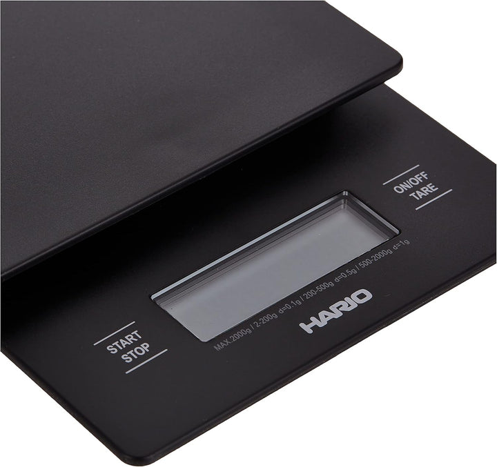 Hario VSTN-2000B Küchenwaage, schwarz & V60 Wasserkocher, Edelstahl, Silber 1 schwarz Bundle mit Was