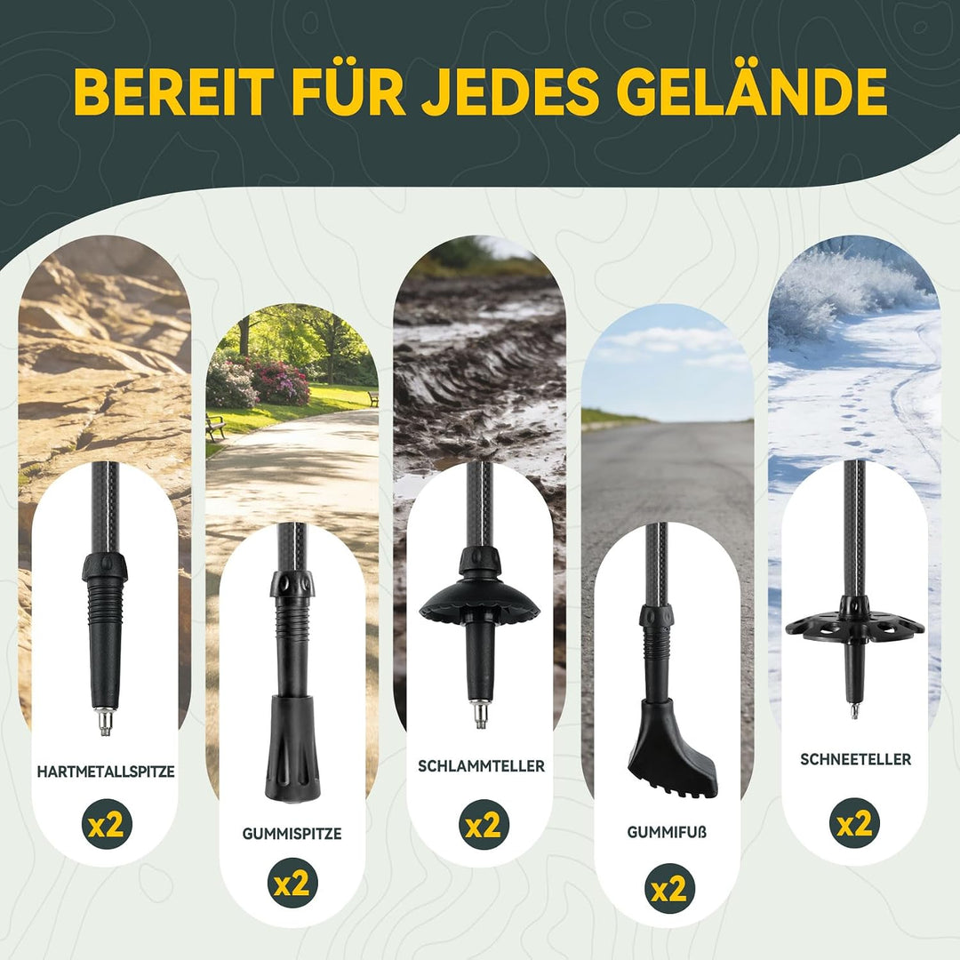 Clostnature Wanderstöcke Faltbar Carbon - Leichte Faltbare Trekkingstöcke mit Korkgriff, Walking Stö