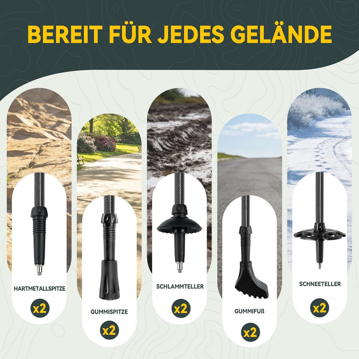 Clostnature Wanderstöcke Faltbar Carbon - Leichte Faltbare Trekkingstöcke mit Korkgriff, Walking Stö