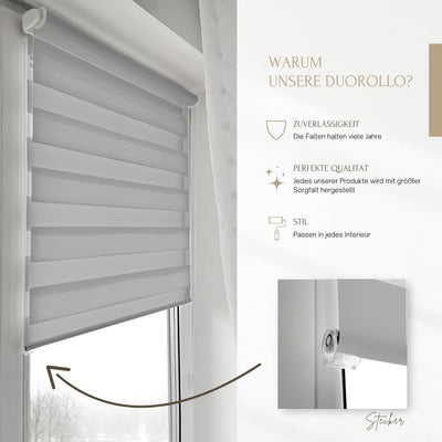 Home-Vision® DuoRollo Klemmfix, Doppelrollo ohne Bohren mit Klämmträgern, Rollos für Fenster und Tür