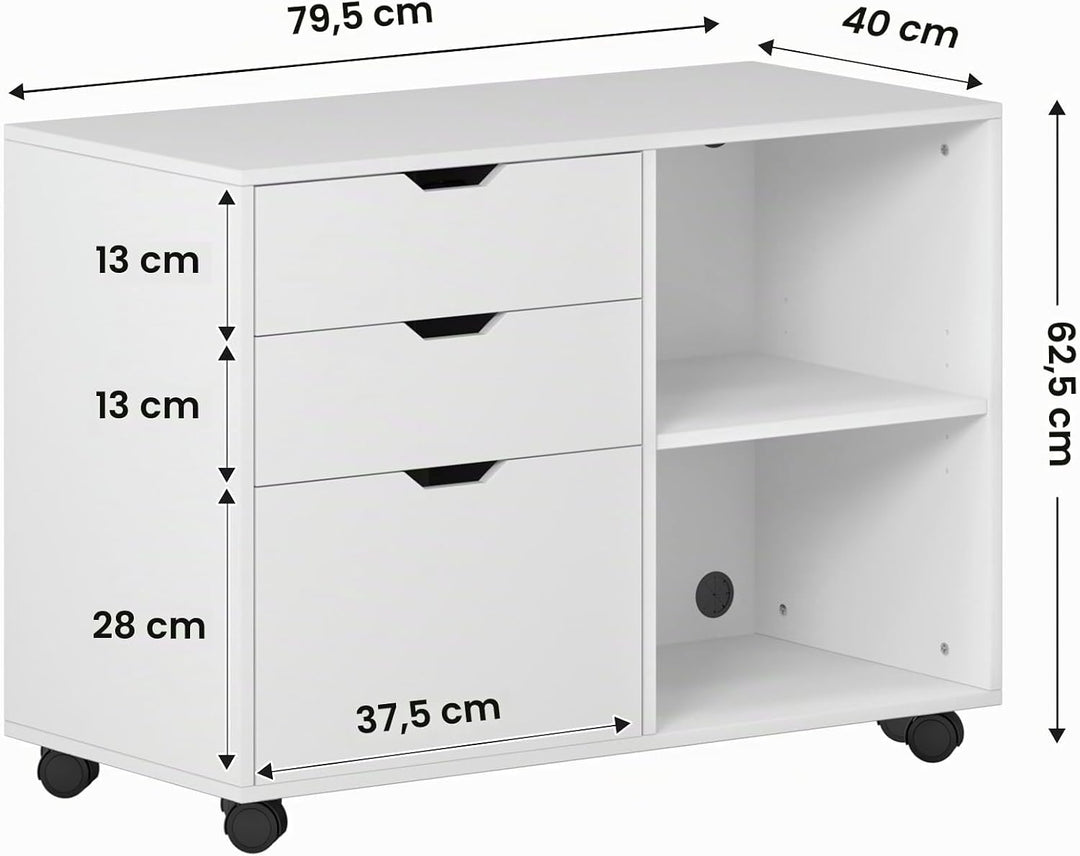 sogesfurniture Aktenschrank, Büroschrank, Aufbewahrungsschrank auf Rollen, Beistellschrank mit 2 off