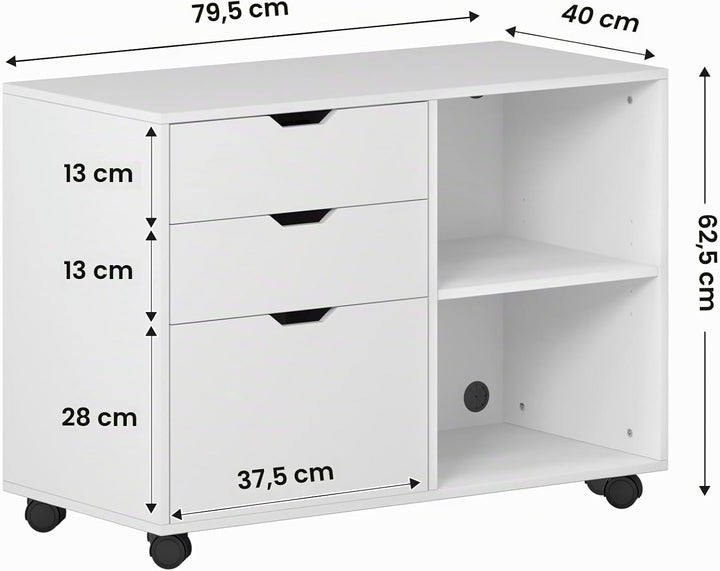 sogesfurniture Aktenschrank, Büroschrank, Aufbewahrungsschrank auf Rollen, Beistellschrank mit 2 off