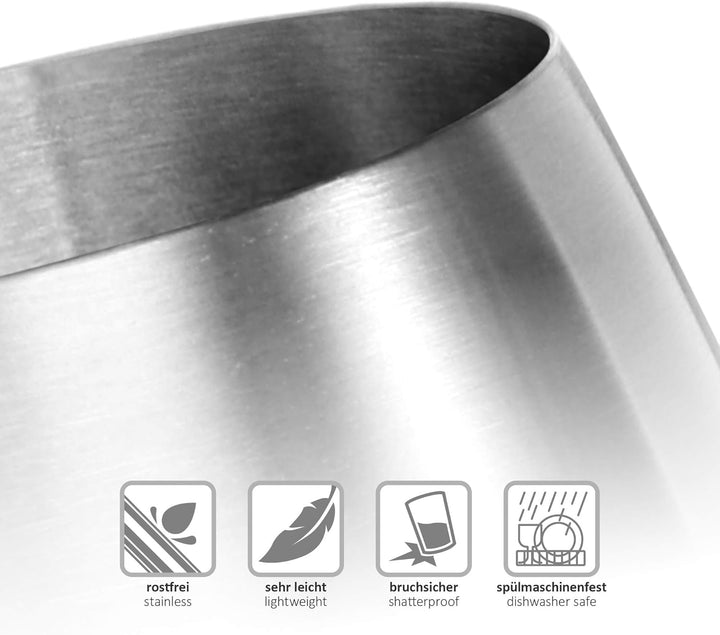COM-FOUR® 4x Weinglas aus Edelstahl - Weinbecher 500 ml für Reisen - Edelstahl-Becher To Go - Stiell