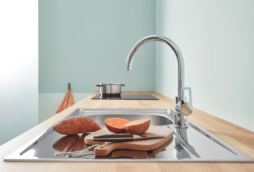 GROHE BauLoop - Einhand-Spültischbatterie (langlebige Oberfläche, Einlochmontage, Schwenkbereich 360
