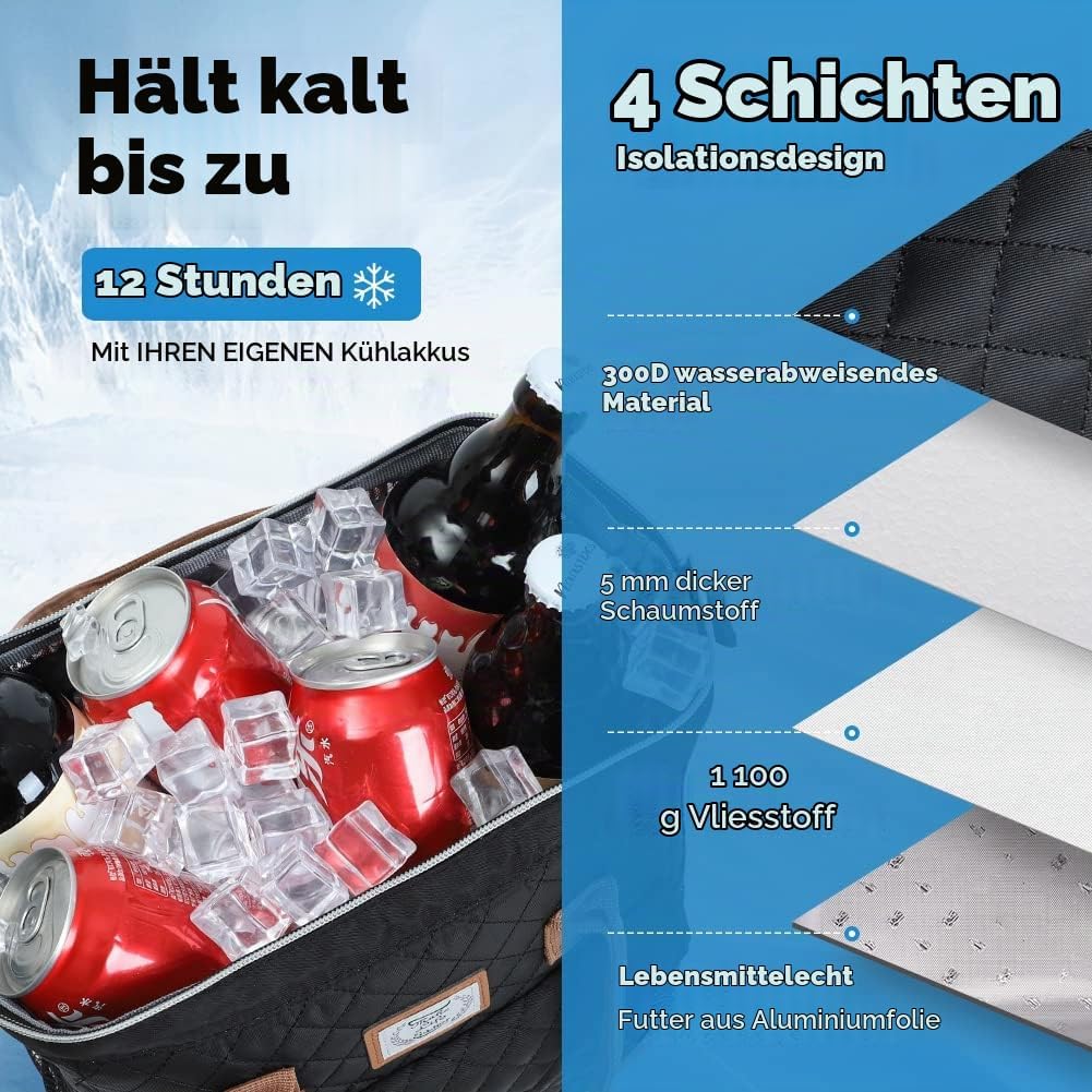 Lekesky Kühltasche Damen Lunchtasche Isolierte für Frauen Auslaufsichere Weit Geöffnete Lunchbox, 11