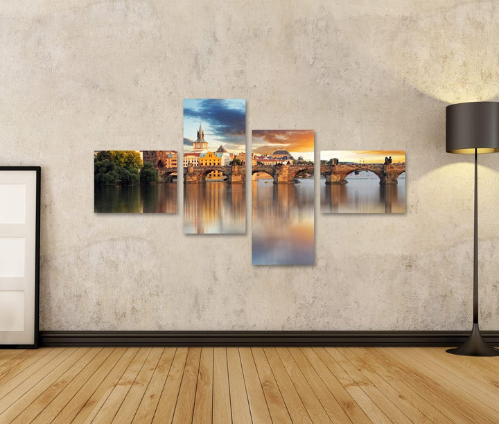 islandburner Bild auf Leinwand Prag Karlsbrücke Tschechische Republik Bilder Wandbilder Poster 150x8