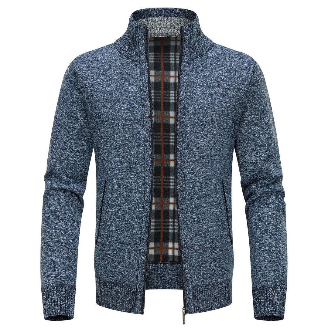 KUDORO Strickjacke Herren Cardigan Trachtenjacke mit Reissverschluss Gestrickt Wintermantel Strickja