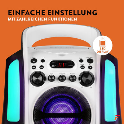 Fenton SBS30W - Karaoke Anlage mit 2 Mikrofonen, Karaoke Maschine mit Bluetooth, CD Plus G-Player, U