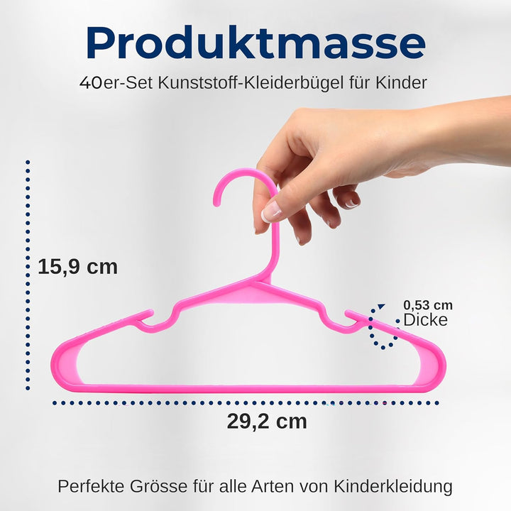 SereneLife Kinderkleiderbügel 40er Set – Kleiderbügel Kinder & Baby Kleiderbügel Kunststoff & rutsch