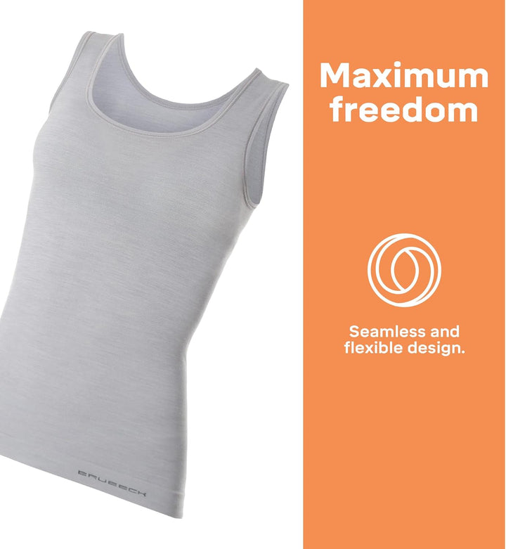 BRUBECK Damen Tank-Top | Ärmellos | Atmungsaktiv | Sport | Funktionsunterhemd | Oberteil | 41% Merin