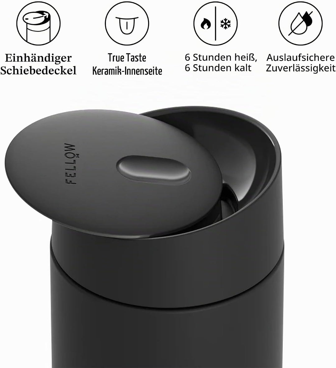 Fellow Carter Move Becher mit Schiebeverschluss-Deckel, auslaufsicher, mit Keramik-Innenseite und va