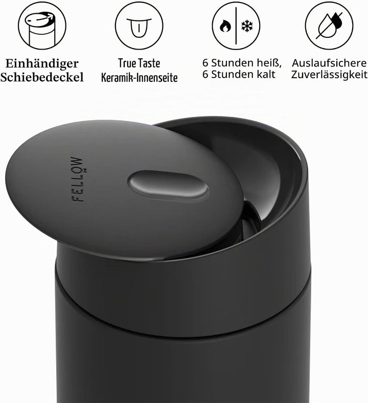 Fellow Carter Move Becher mit Schiebeverschluss-Deckel, auslaufsicher, mit Keramik-Innenseite und va