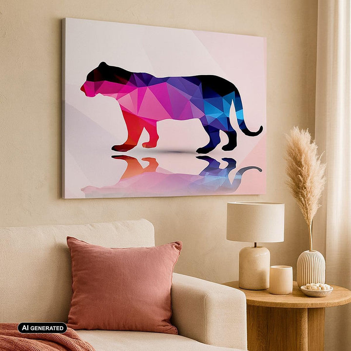 Bilder auf Leinwand 100x70cm Leinwandbild Tiger Illustration modern Grafik Gross Wanddeko Bild Schla