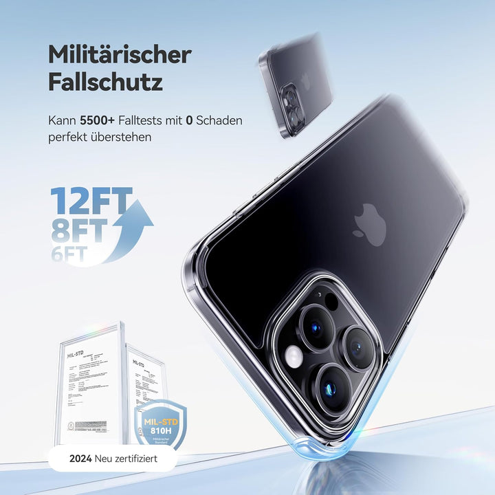 CASEKOO 2025 Neu Crystal Clear Speziell für iPhone 16 Pro Max Hülle [Nie Vergilbung] [Unzerstörbarer