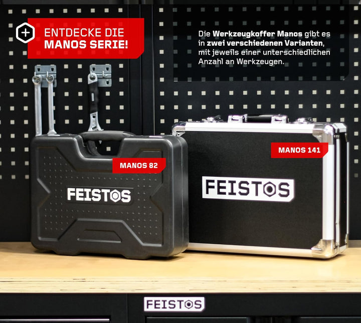 Werkzeugkoffer Manos 141 | Bestückt mit 141 hochwertigen Werkzeugen | Robuster Stahlkoffer mit Metal