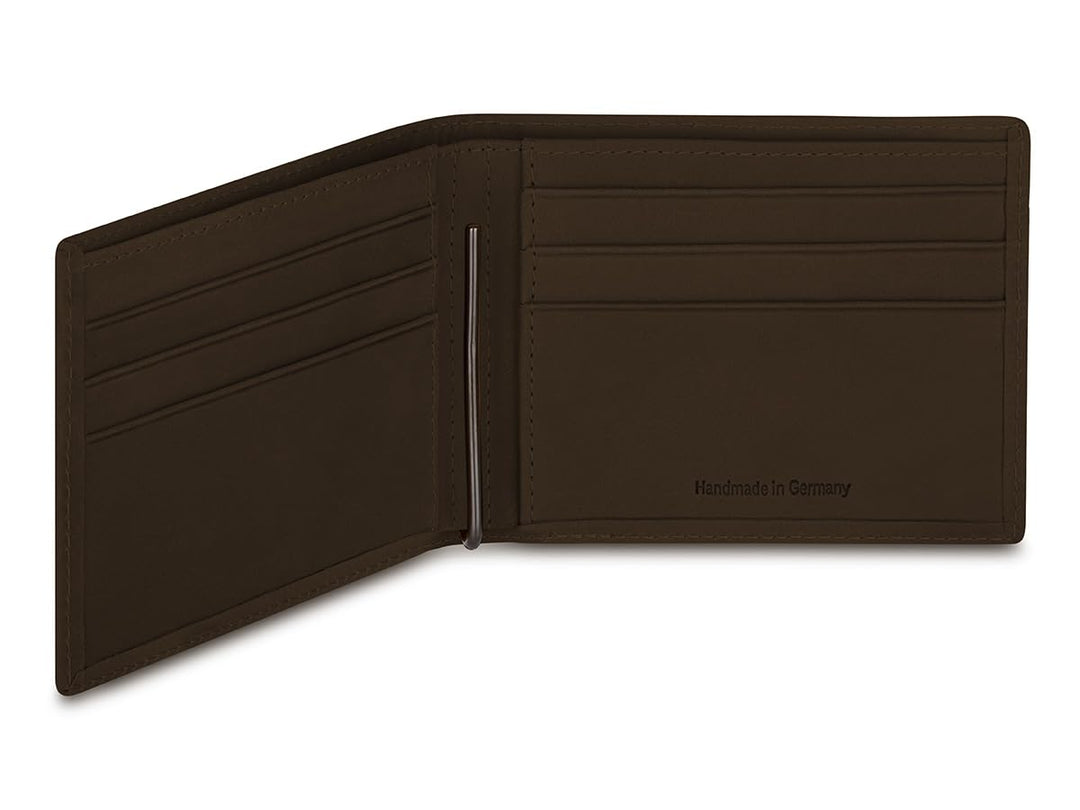 Geldbörse mit Geldklammer Made in Germany Kalbleder glatt schwarz | Herren Portemonnaie Leder mit Ed