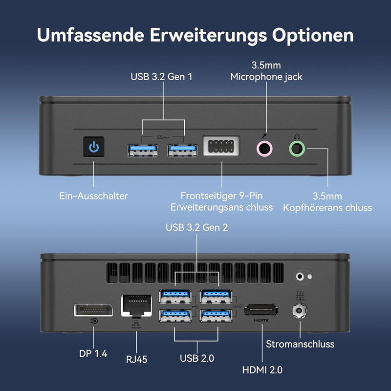 GEEKOM Mini PC Air 12 Lite - 12th Gen Intel-N100 (4 Kerne, 4 Threads) Mini PC Windows 11 Pro, DDR4 8