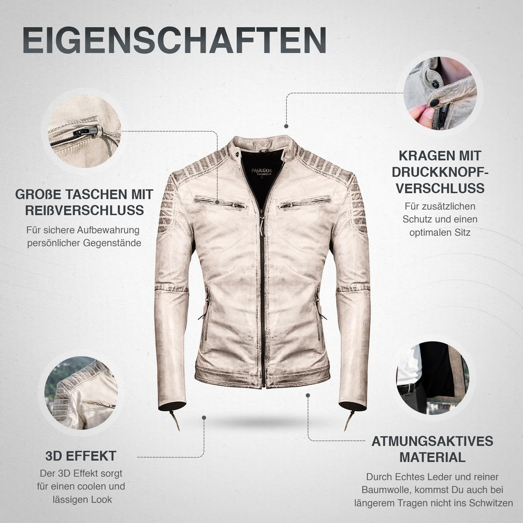 Herren Lederjacke Echtes Leder Jacke Echtleder Übergangsjacke Fashion in 5 Farben Gr. S-7XL Design 2