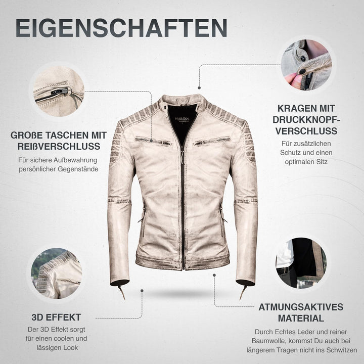 Herren Lederjacke Echtes Leder Jacke Echtleder Übergangsjacke Fashion in 5 Farben Gr. S-7XL Design 2