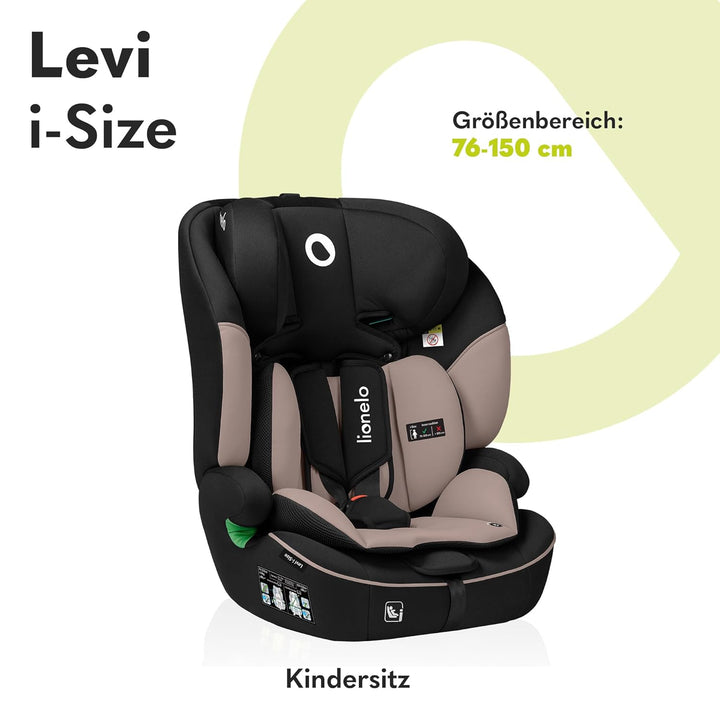 LIONELO LEVI I-SIZE 76-150 cm Kinderautositz, Gruppe 1 2 3, Seitenschutz, 10 Grad Kopfstützenverstel