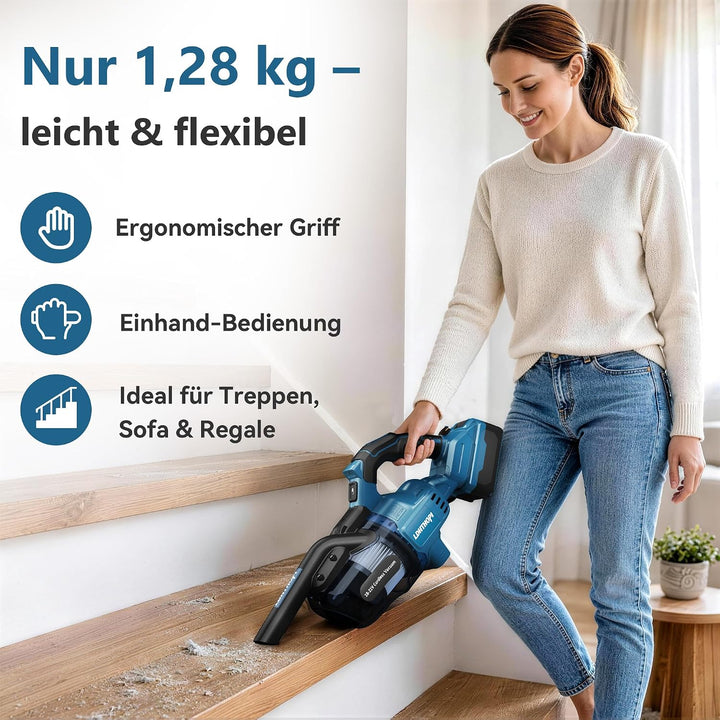 LDHTHOPI Akku Staubsauger für Makita 18V,20000 Pa Starke Saugleistung,1,28 kg Leichter Staubsauger m