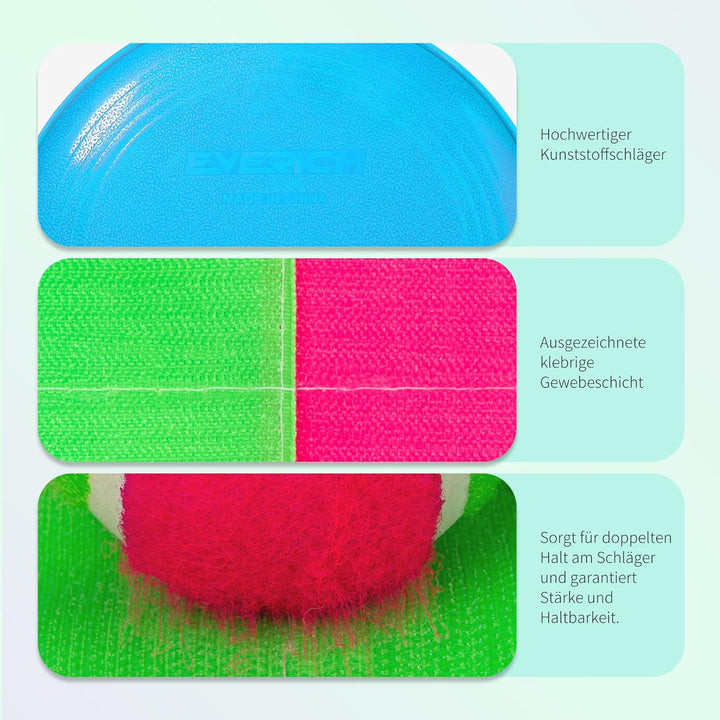 U&C Planet Beachball Set Strandtennis Set Paddle Ball Spiel Klettballspiel Strandschlägerset für Kin
