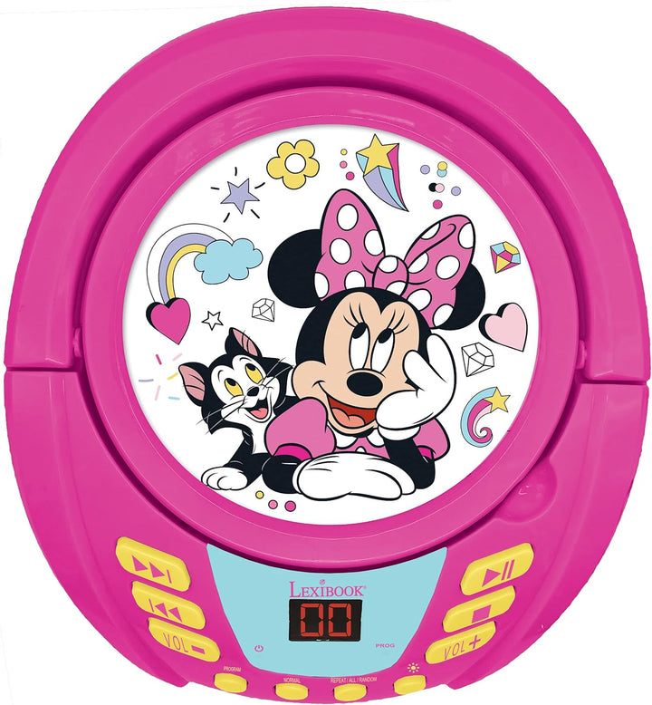 Lexibook RCD109MN Disney Minnie-Bluetooth-CD-Player für Kinder-Tragbar, Lichteffekte, Mikrofonbuchse