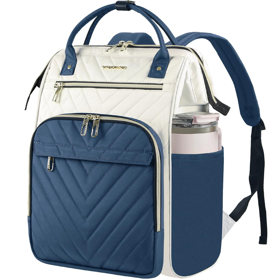 VANKEAN 15.6 Zoll Laptop-Rucksack für Damen Herren,Beige-Haze-Blau | Computer-Arbeitstasche,Grosse K