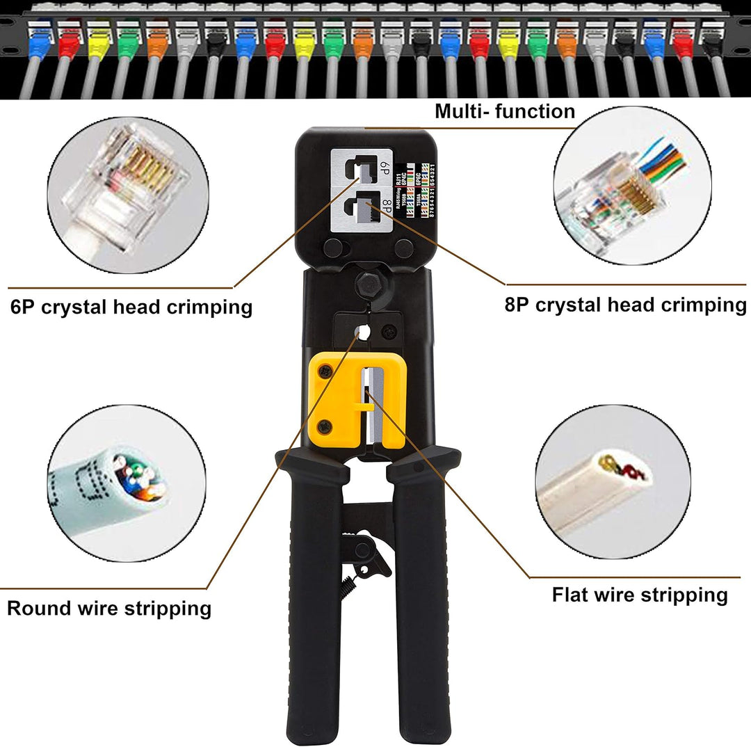 MAYLINEE Netzwerk Werkzeug Set CAT5 CAT6, Crimpzange RJ45 Patchkabel Wartung LAN Kabeltester Reparat