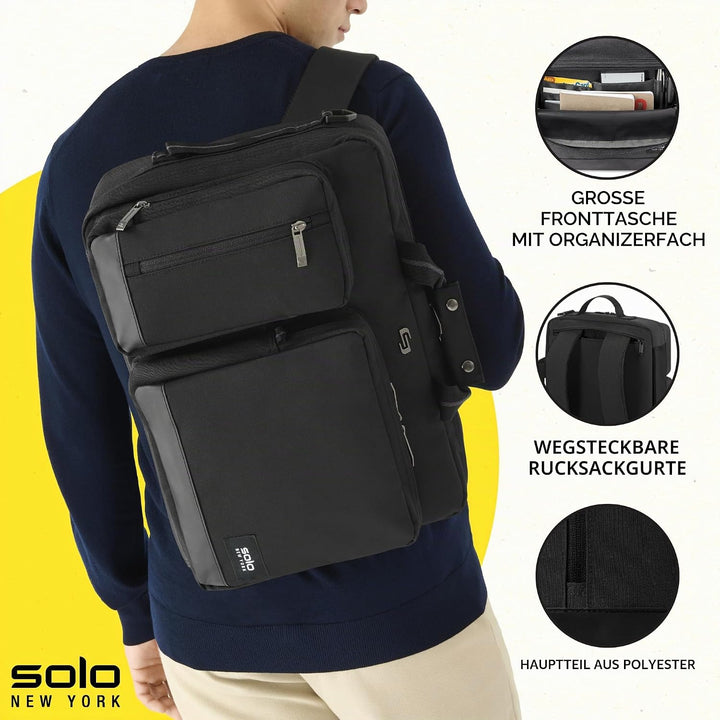Solo New York Unisex-Erwachsene Duane Hybrid Aktentasche Schwarz, Schwarz